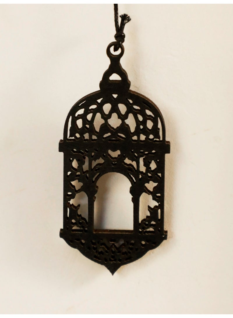 1pc Natural Wood Crescent Moon Lantern Wall Hanging Islamic Home Decoration Ramadan Kareem Eid Mubarak Decor Arabic Style Wooden Moon & Lantern Ornament Arabesque Wall Art Ramadan Home Styling Living Room Bedroom Entryway Festival Gift - Image 5