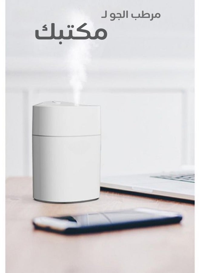 عام مرطب للسيارة يعمل بالزيوت العطرية مع يو اس بي رذاذ بارد صغير محمول للسيارة والمنزل والمكتب وغرفة النوم باللون الأبيض - Image 5