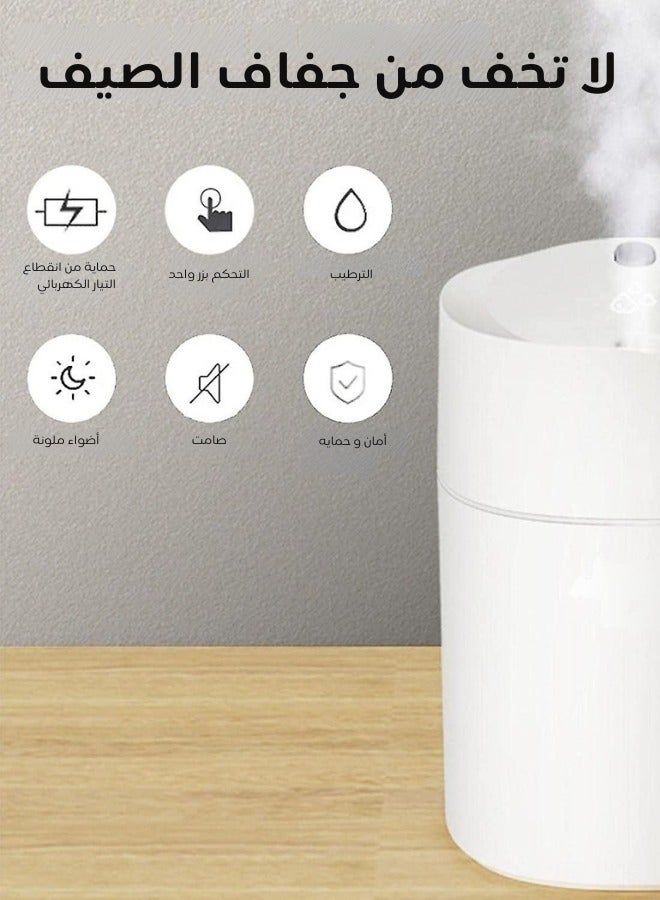 عام مرطب للسيارة يعمل بالزيوت العطرية مع يو اس بي رذاذ بارد صغير محمول للسيارة والمنزل والمكتب وغرفة النوم باللون الأبيض - Image 3