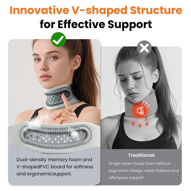 Bkrtondsy Neck Brace,Support Cervical Collar,Relieve Cervical Pain&Pressure,Soft Skin-Friendly Fabric,Memory Foam Wrapped in Silicone Breathable Hard Frame,One Size for Men&Women(Space Gray) - Image 2