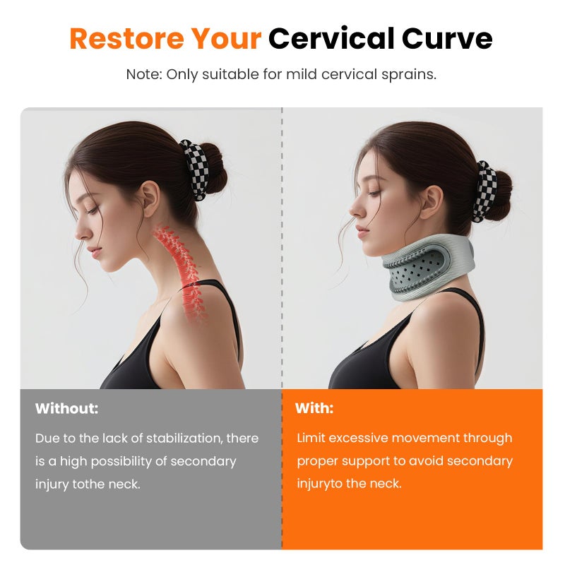 Bkrtondsy Neck Brace,Support Cervical Collar,Relieve Cervical Pain&Pressure,Soft Skin-Friendly Fabric,Memory Foam Wrapped in Silicone Breathable Hard Frame,One Size for Men&Women(Space Gray) - Image 4