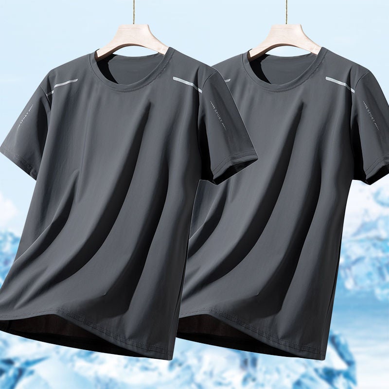 Ice Silk Men'S Short Sleeve Summer T-Shirt Sunscreen 2024 Cool Feeling T-Shirt Base Shirt Thin Quick-Drying Half Sleeve Top - Image 5