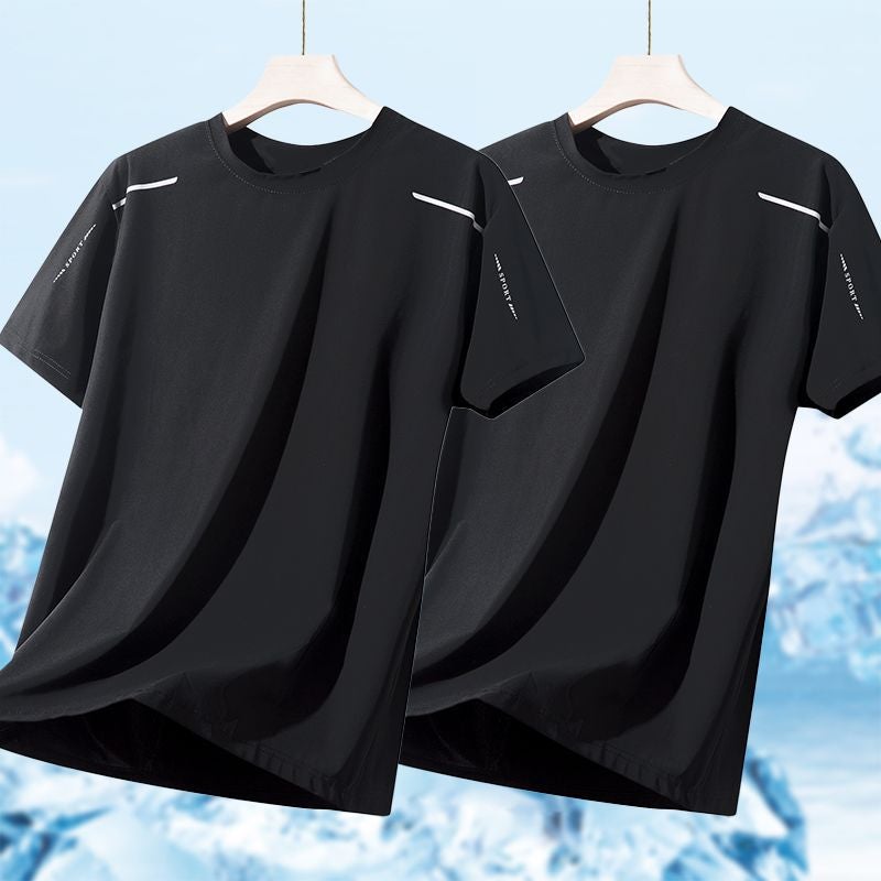 Ice Silk Men'S Short Sleeve Summer T-Shirt Sunscreen 2024 Cool Feeling T-Shirt Base Shirt Thin Quick-Drying Half Sleeve Top - Image 3