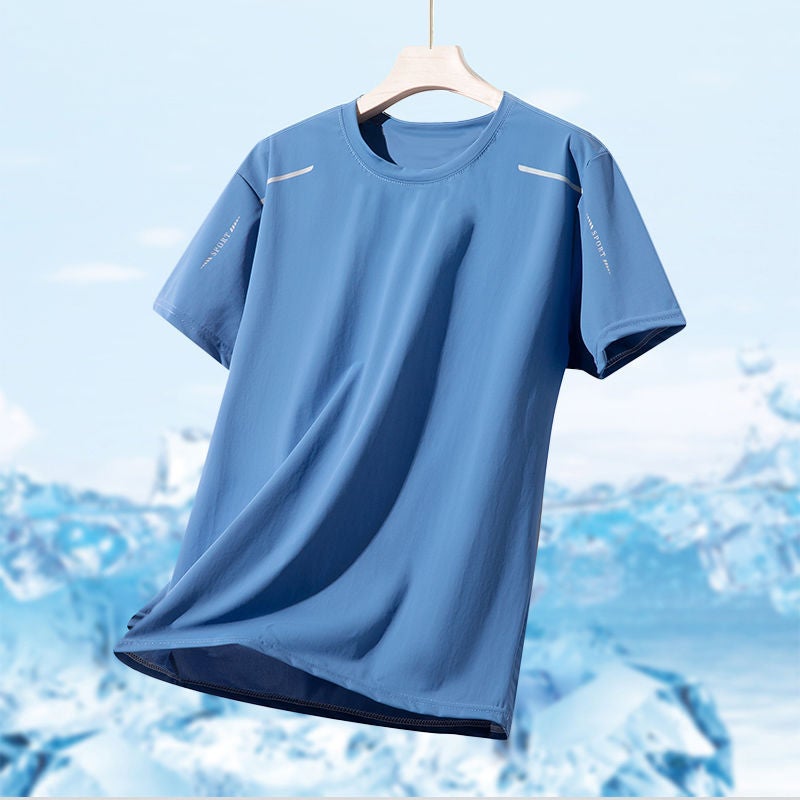 Ice Silk Men'S Short Sleeve Summer T-Shirt Sunscreen 2024 Cool Feeling T-Shirt Base Shirt Thin Quick-Drying Half Sleeve Top - Image 1