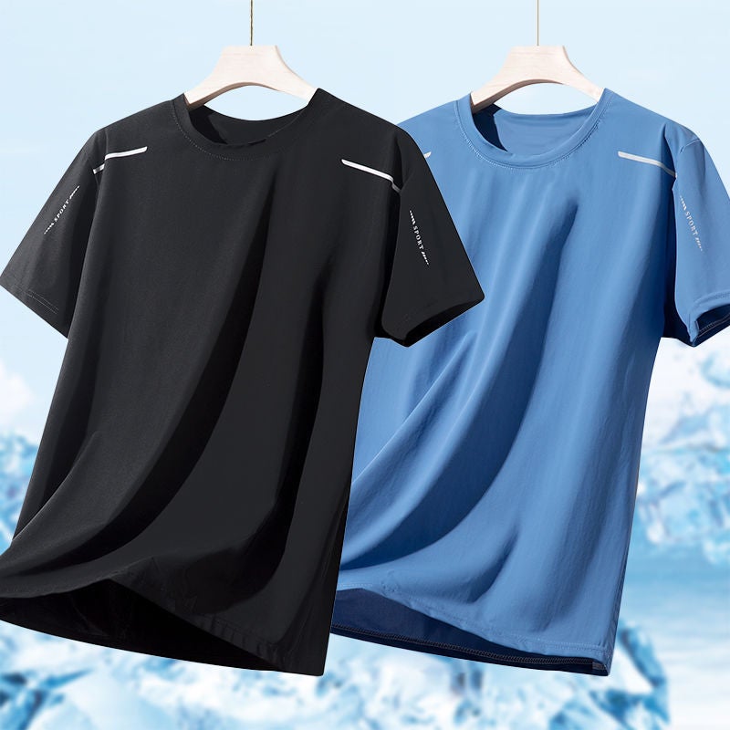 Ice Silk Men'S Short Sleeve Summer T-Shirt Sunscreen 2024 Cool Feeling T-Shirt Base Shirt Thin Quick-Drying Half Sleeve Top - Image 2