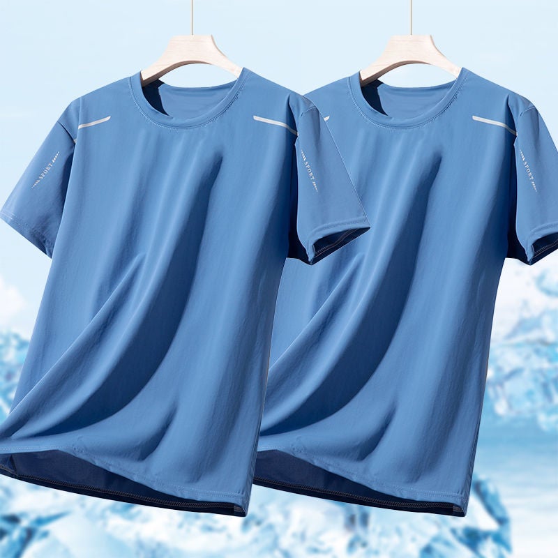 Ice Silk Men'S Short Sleeve Summer T-Shirt Sunscreen 2024 Cool Feeling T-Shirt Base Shirt Thin Quick-Drying Half Sleeve Top - Image 4