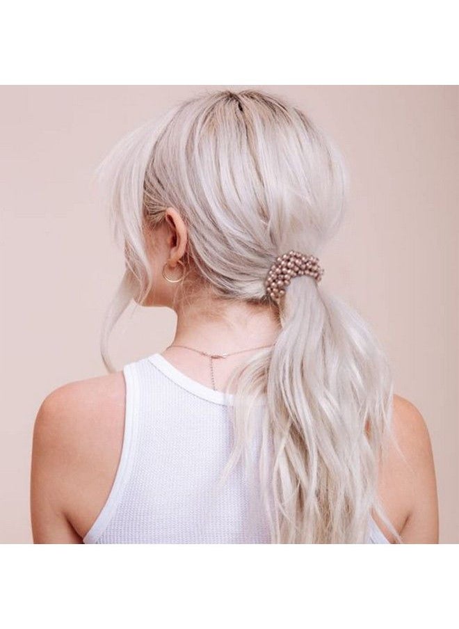 Brinie - Pearl Hair Ties Gray Elastic Hair Scrunchies Stretchy Hair Bands Bead Hair Ropes Hair Accessories For Women And Girls (Pack Of 3) - Image 1