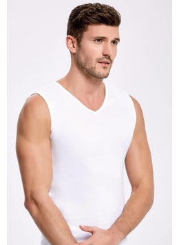 V-Neck White Singlet