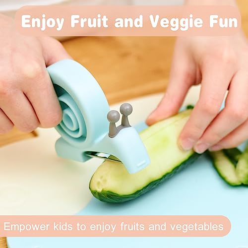 Kibbidea Vegetable Peeler, Kids Potato Fruit Peeler for Kitchen with Cut-proof Glove, Kids Cute Kitchen Accessories (Blue) - Image 5