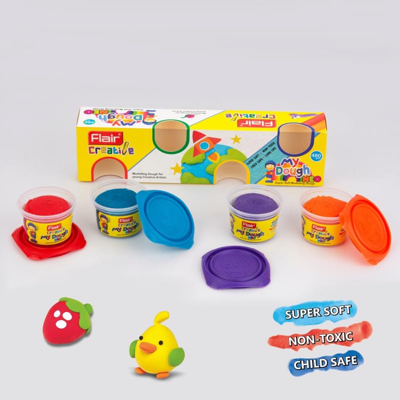 Flair Creative Series My Clay Dough Neo Kit | Combination Smart Clay Dough Kit for Your Creative Need | Non-Toxic & Safe for Childrens | Creative Craft Set For Kids | Art Kit Ideal for Gifting | 4 Shades (FA-7038) - Image 3