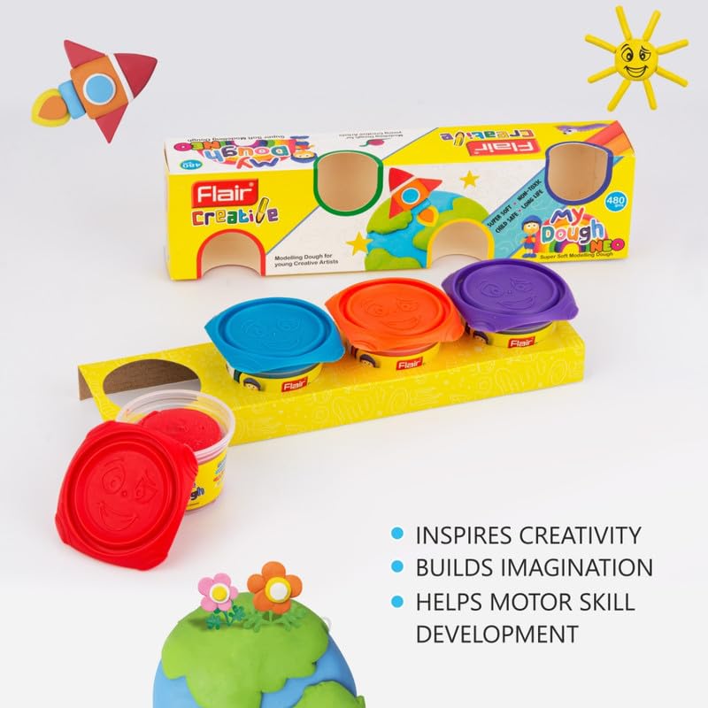 Flair Creative Series My Clay Dough Neo Kit | Combination Smart Clay Dough Kit for Your Creative Need | Non-Toxic & Safe for Childrens | Creative Craft Set For Kids | Art Kit Ideal for Gifting | 4 Shades (FA-7038) - Image 2