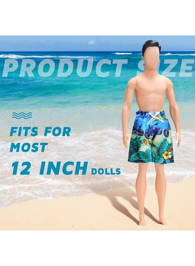 Bencailor 6 Pcs 12 Inch Doll Clothes Boy Doll Beach Shorts Tropical Print Swimsuit Doll Accessories For 12 Inch Boy Dolls  - Image 4