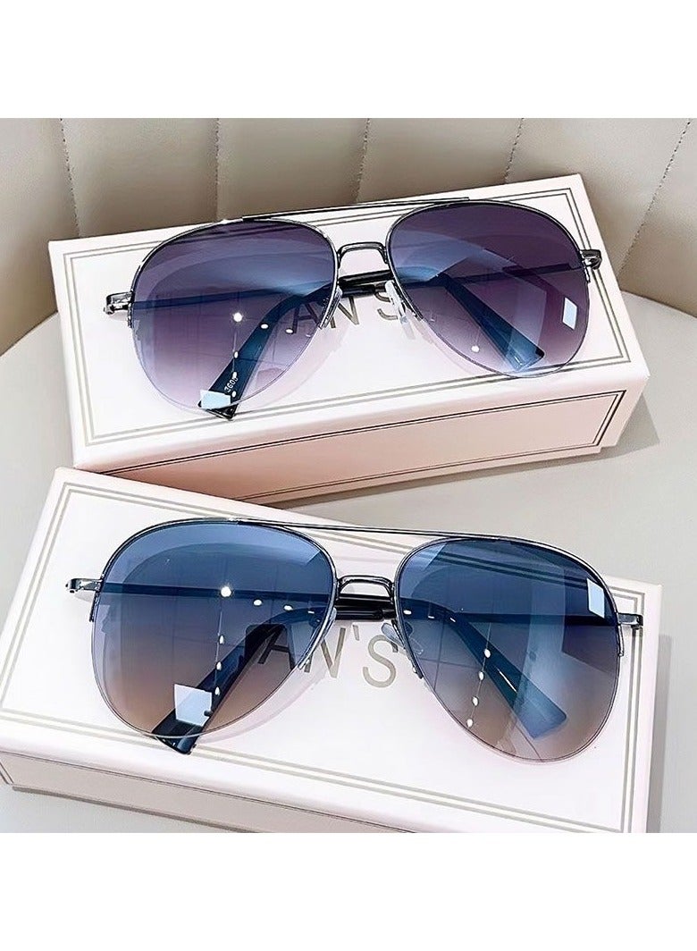 general Super cool men and women's high-end driving sunglasses, aviator sunglasses for driving, large frame frog mirror, big face sun glasses - Image 4