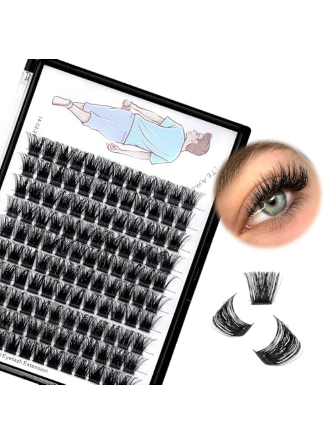 Dedila Large TrayGrafted Wide Stem Individual False Eyelashes Thick Base 120 Clusters D Curl Natural Long Volume Eye Lashes Extensions Dramatic Look 820mm Available 20mm - Image 1