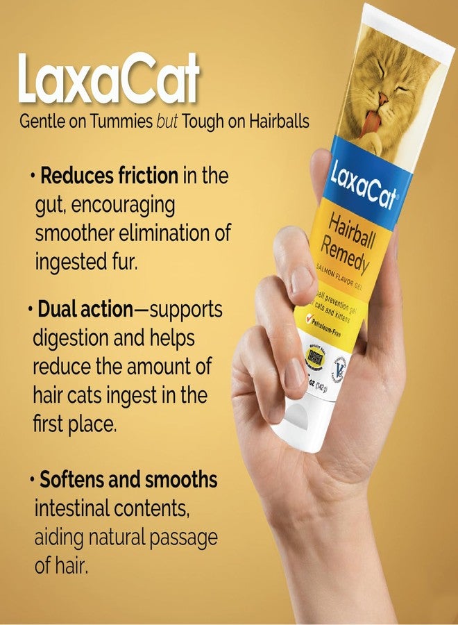 Laxacat Hairball Gel for Cats 5 oz Petroleum Free Cat Hairball Paste for Furball Control, Constipation Relief and Digestive Support, Easy Lick Salmon Flavor Hairball Treatment for Daily Use, Made in USA - Image 2
