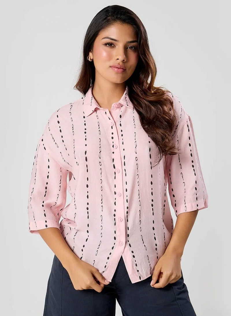 Zigzag Flared Sleeve Shirt Top