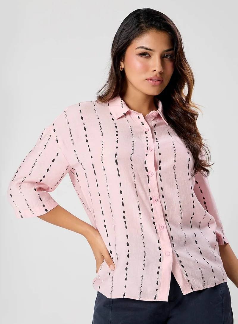 Zigzag Flared Sleeve Shirt Top