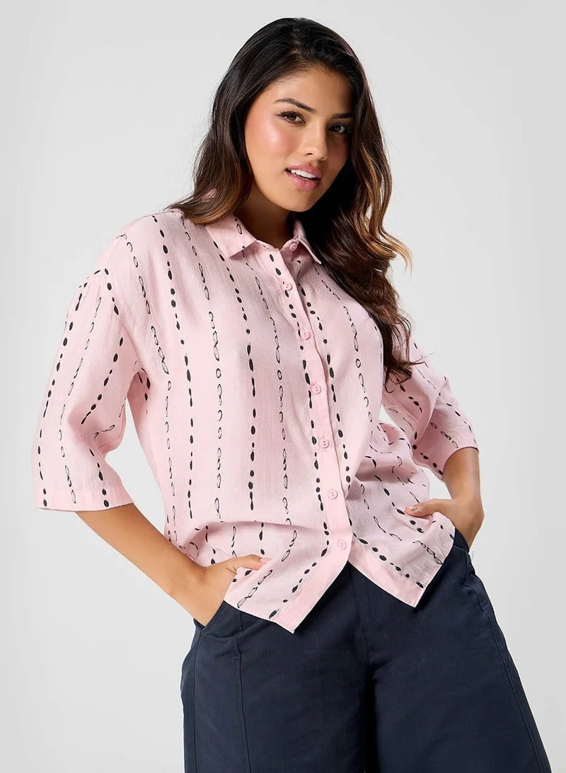 Zigzag Flared Sleeve Shirt Top