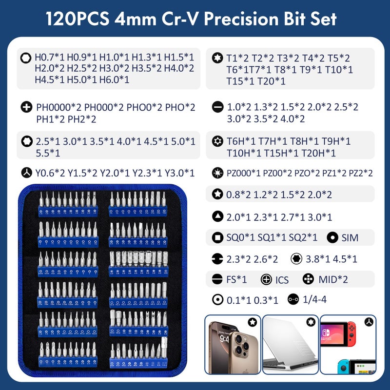 XOOL 140 in 1 Precision Screwdriver Set, Professional Computer Laptop Repair Tool Kit, Electronics Repair Tool with 120 Magnetic Bits, Compatible for Macbook, iPhone, Game Console, Tablet - Image 2