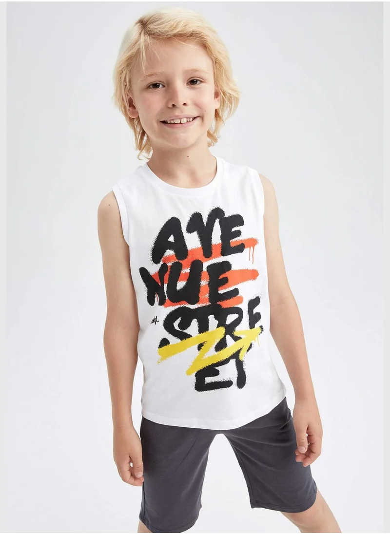 DeFacto Regular Fit Sleeveless Slogan Print Lounge Set