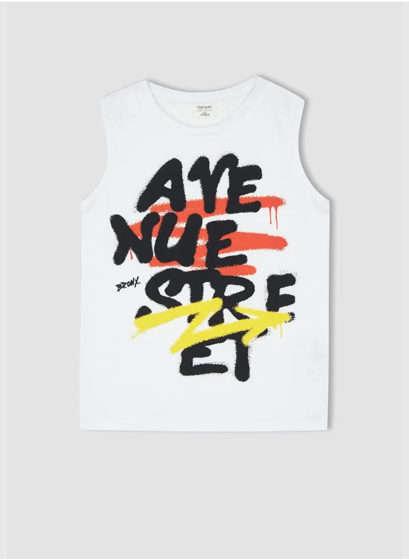 DeFacto Regular Fit Sleeveless Slogan Print Lounge Set