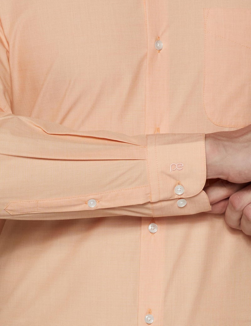 Peter England Men's Everday Regular Fit Solid Shirt | Cotton Rich | 5-Pin Pocketing Peach - Image 4