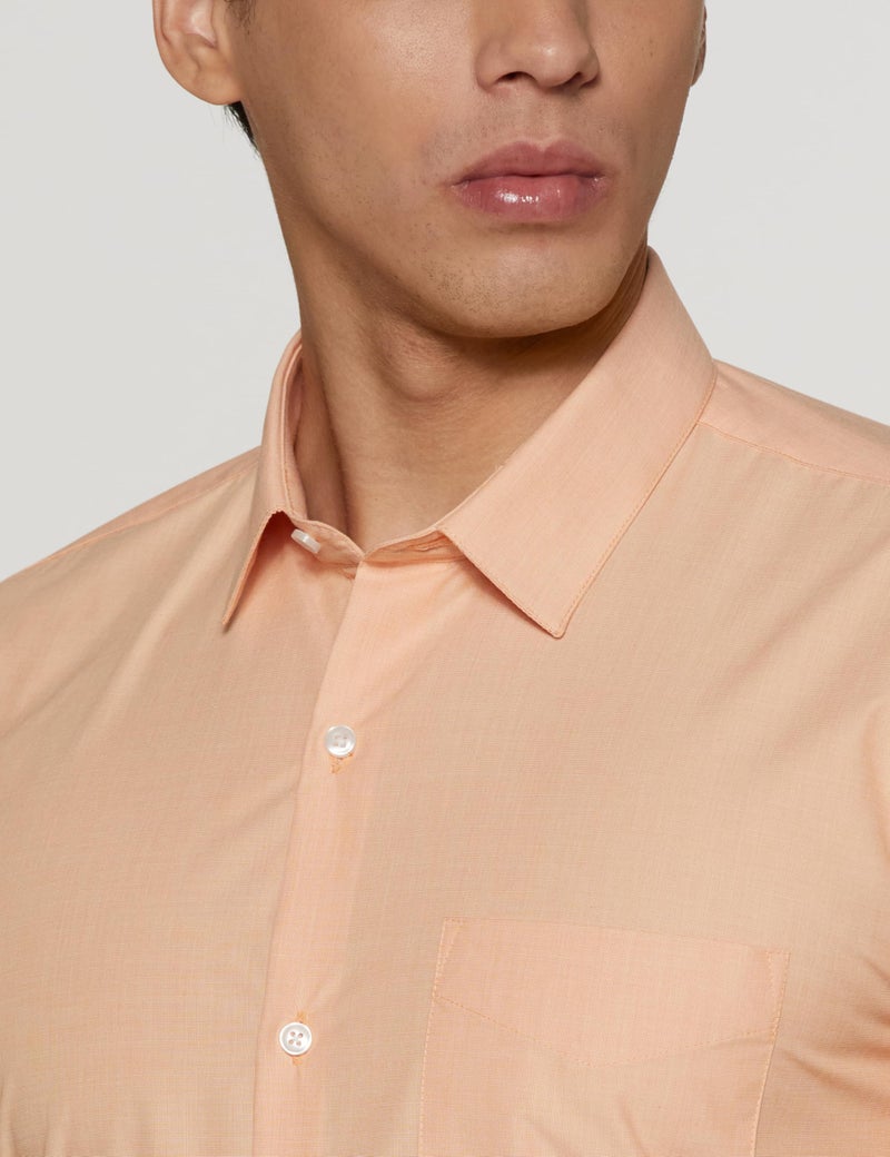 Peter England Men's Everday Regular Fit Solid Shirt | Cotton Rich | 5-Pin Pocketing Peach - Image 2