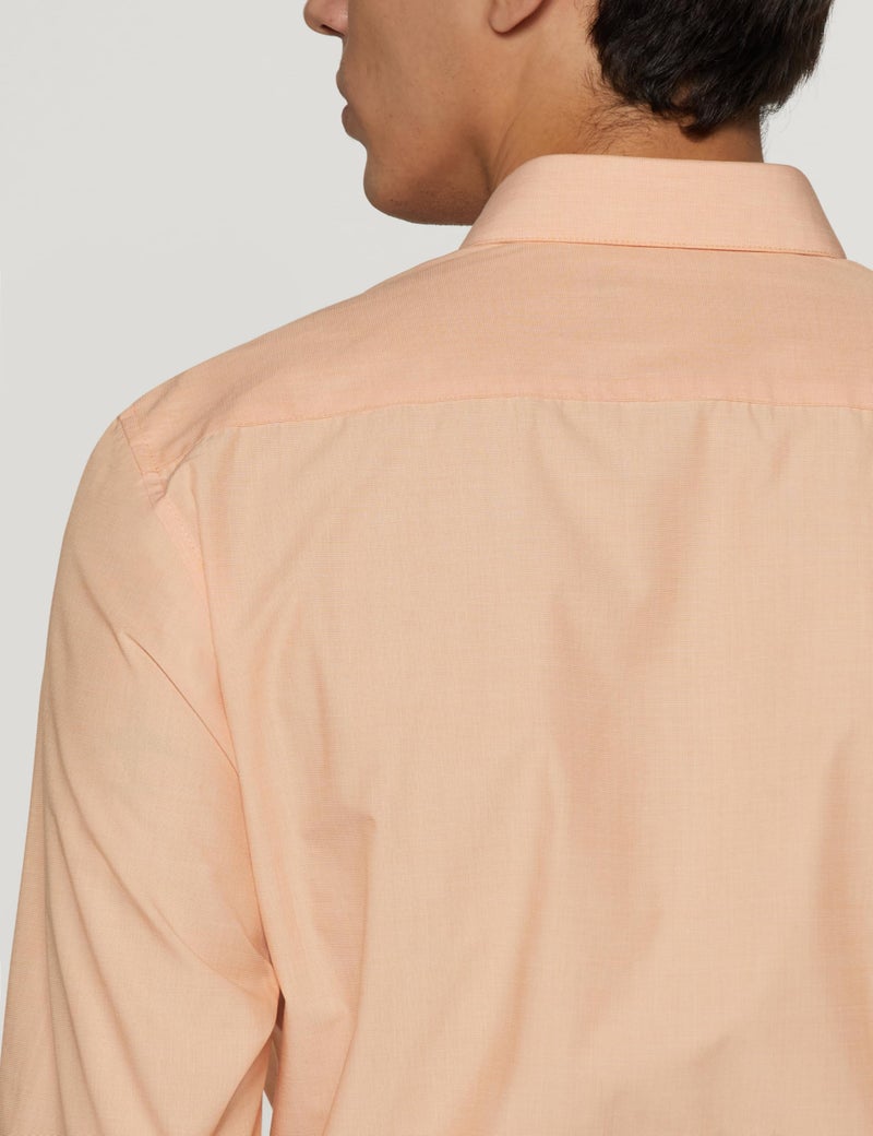 Peter England Men's Everday Regular Fit Solid Shirt | Cotton Rich | 5-Pin Pocketing Peach - Image 3