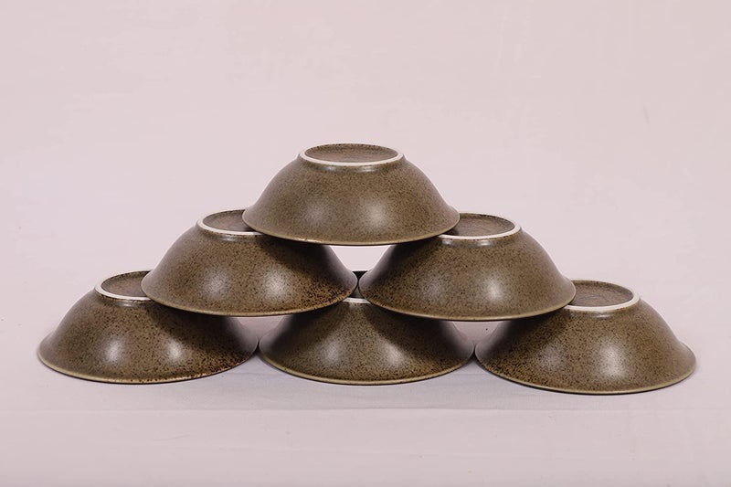 Hitkari Porcelain Bio Matt Veg Bowl Set6 Pcs for Home Kitchen Service for 6Material Porcelain Snacks Set Veg Bowl Set Brown 180ml - Image 2