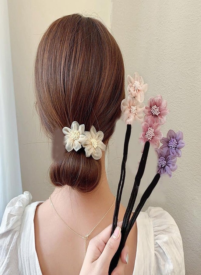 FICTIOUS Flower Bun Juda Hair Stick for Women - Elegant Decorative Hairpin for Traditional and Modern Hairstyles - Perfect for Weddings, Parties, and Festivals (MULTICOLOR) (1PCS) - Image 1
