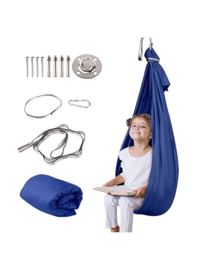 HOOKOR Therapy Swing for Kids with Special Needs (Hardware Included) Snuggle Swing Cuddle Indoor Outdoor Adjustable Hammock for Children with Autism, ADHD, Asperger, Sensory Integration (Blue)  - Image 1