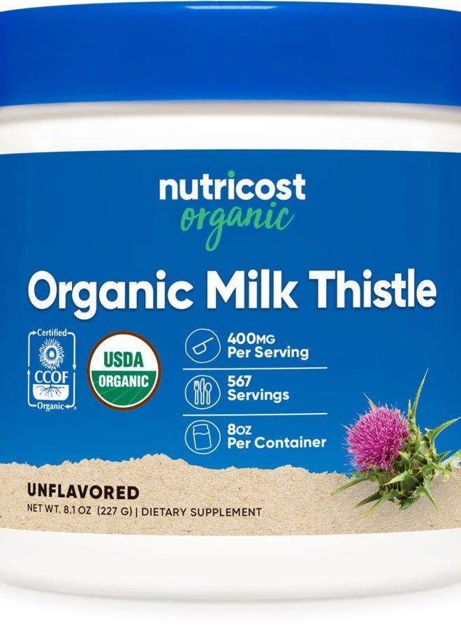 Nutricost حليب الشوك العضوي (Silybum Marianum) 8 أونصات لكل حاوية (بدون نكهة) - غير معدّل وراثيًا، خالي من الغلوتين - Image 1