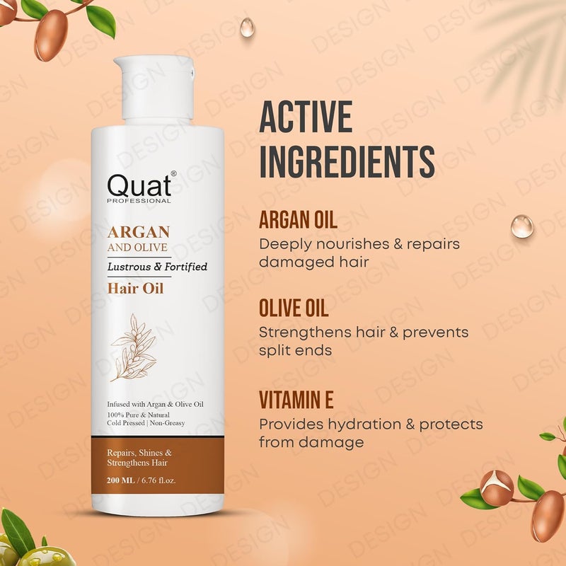QUAT Argan Olive Hair Growth Oil Lustrous Fortified Hair Hair Oil 200 ml - Image 5