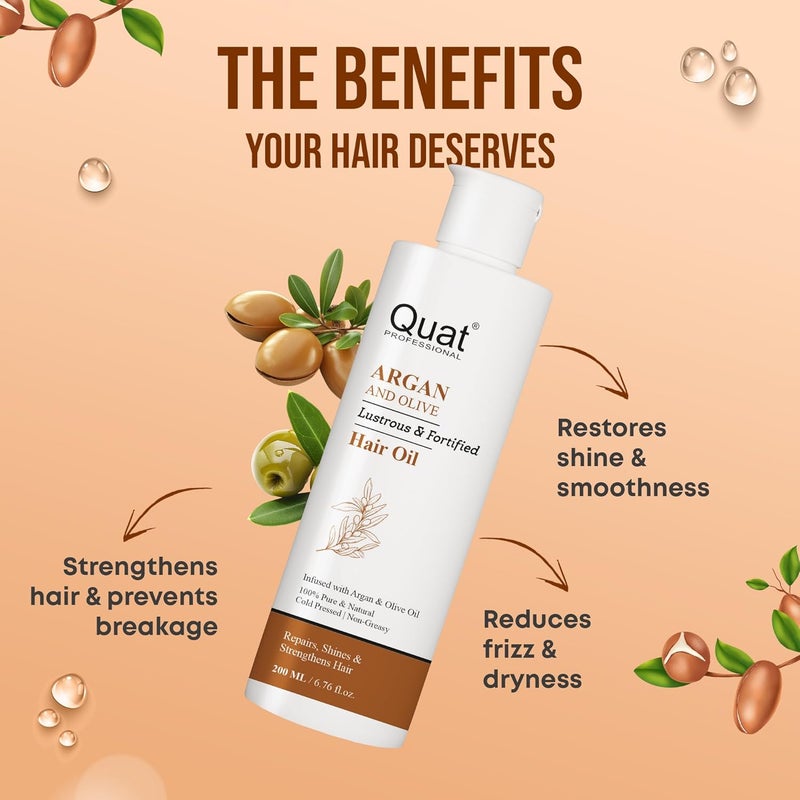 QUAT Argan Olive Hair Growth Oil Lustrous Fortified Hair Hair Oil 200 ml - Image 2