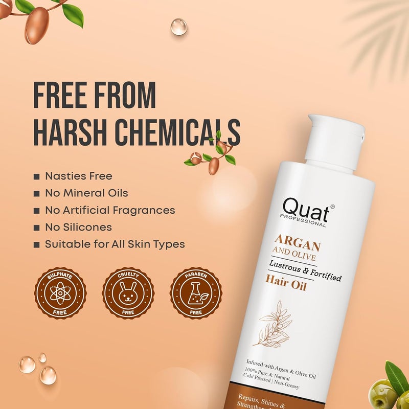QUAT Argan Olive Hair Growth Oil Lustrous Fortified Hair Hair Oil 200 ml - Image 4