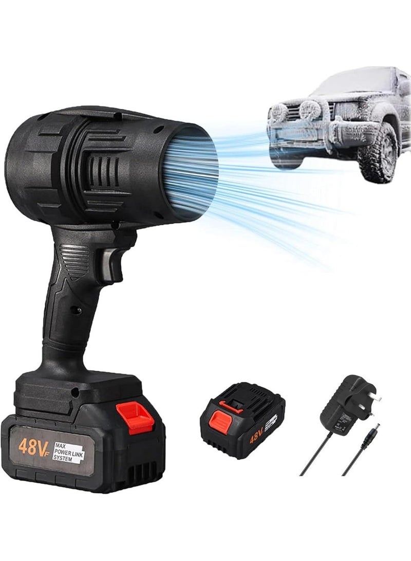 Turbo Jet Blower, Cordless Turbo Super Power Air Duster, Stepless Speed Regulation Jet Dry Blower Car Drying, Car Dryer Air Blower (Black) - Image 1