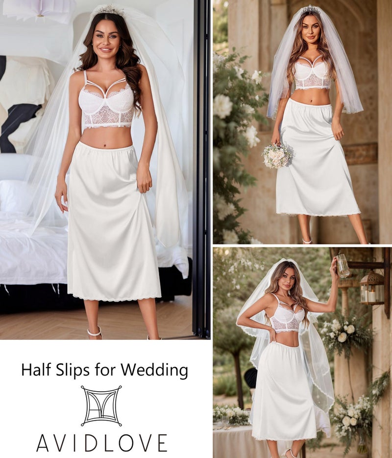 Avidlove Women's Ankle Length Underskirt Wedding Slips Plus Size(White,XXL) - Image 2