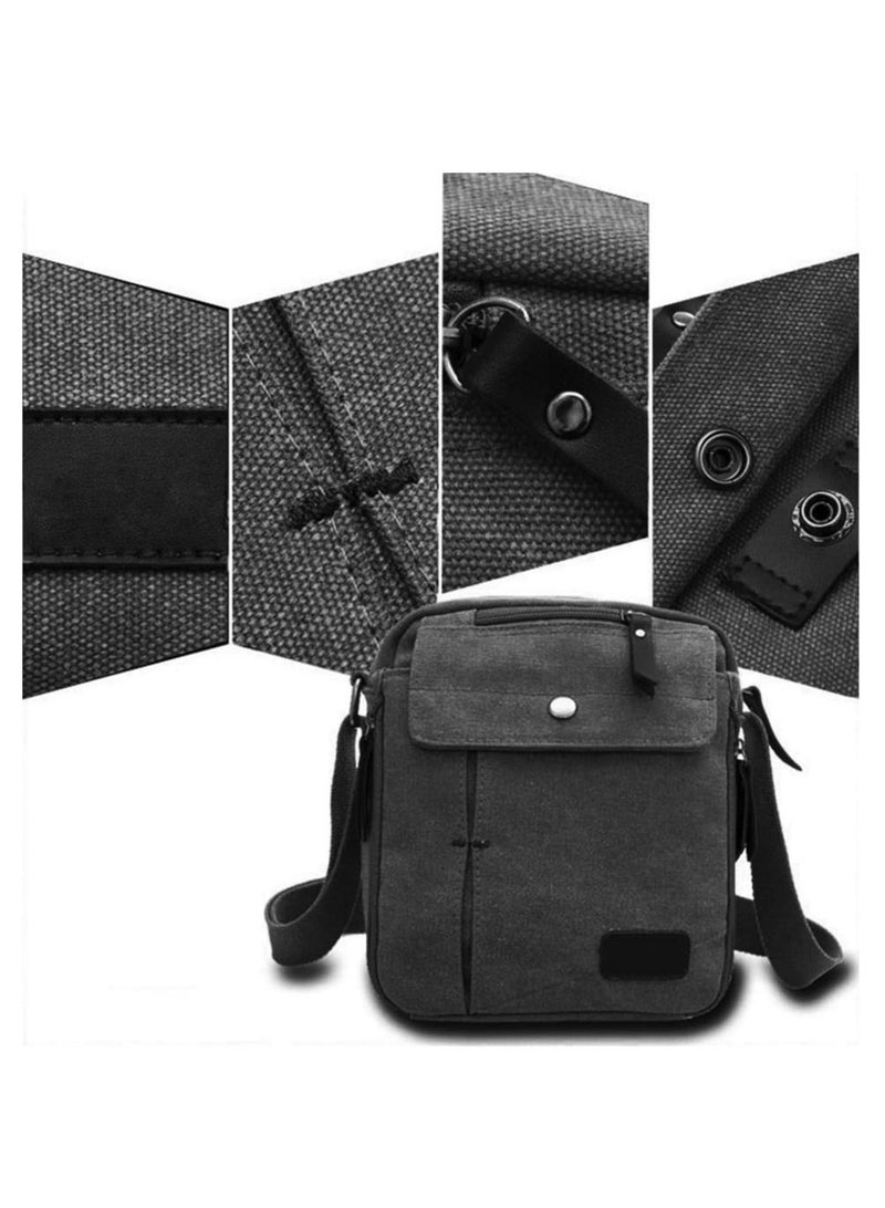 SYOSI SYOSI Mens Canvas Shoulder Bag, Retro Messenger Bag, Canvas Cross Body Bag, Lightweight Travel Crossbody Bag Multi Pockets Mini Handbag for Fishing Camping Hiking Working Traveling Daily Use  - Image 4