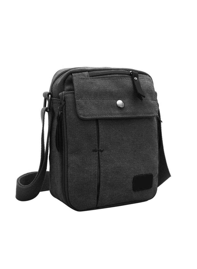 SYOSI SYOSI Mens Canvas Shoulder Bag, Retro Messenger Bag, Canvas Cross Body Bag, Lightweight Travel Crossbody Bag Multi Pockets Mini Handbag for Fishing Camping Hiking Working Traveling Daily Use  - Image 1