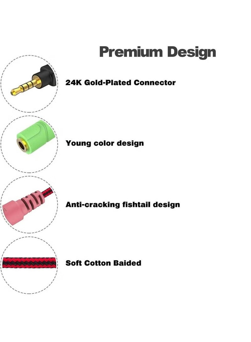 KOTION EACH 3.5mm Audio Cable with Separate Headphone and Microphone Jacks - Image 2