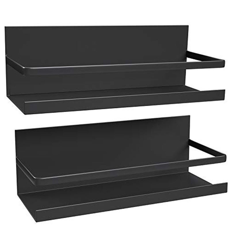 Levesica 2 Pack Magnetic Spice Rack for Refrigerator Heavy Duty Magnetic Shelf For Kitchen Black - Image 1