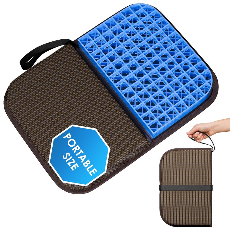 WISIMMALL Gel Seat Cushion Portable Massage Travel Cushions, 14.5" x 10.5" Thick Foldable Seat Cushion for Car Office Chair Wheelchair Hip, Coccyx, Sciatica, Pressure Sores Tailbone Pain Relief - Image 1