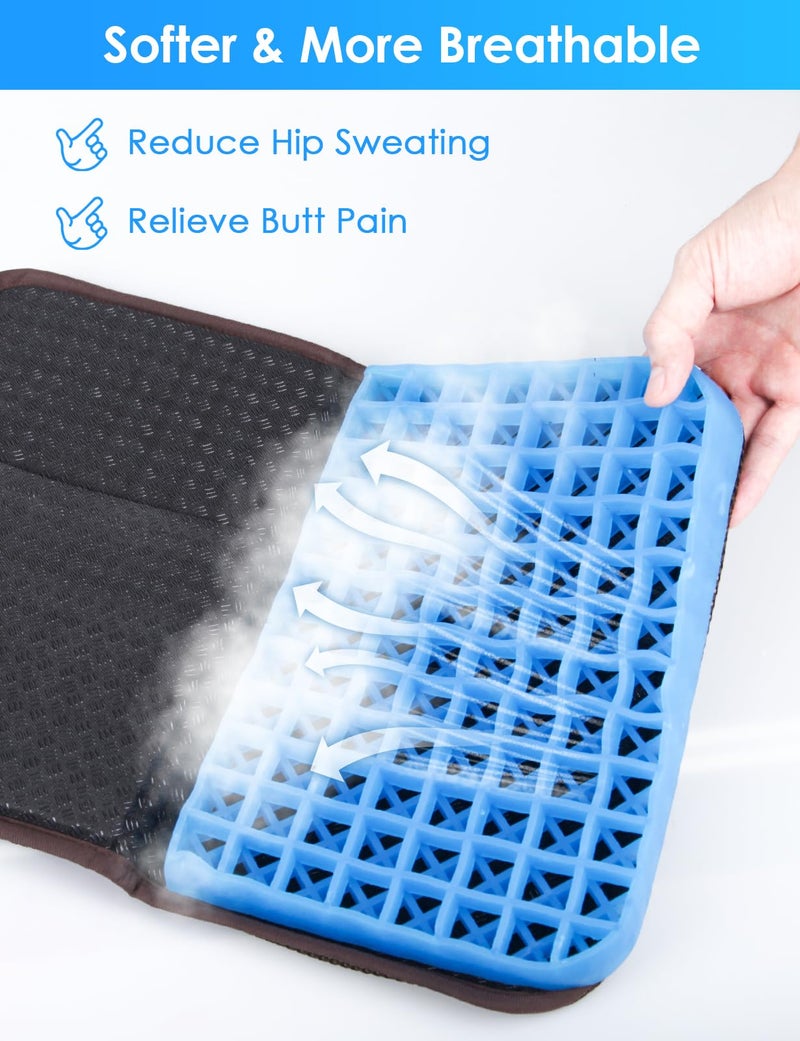 WISIMMALL Gel Seat Cushion Portable Massage Travel Cushions, 14.5" x 10.5" Thick Foldable Seat Cushion for Car Office Chair Wheelchair Hip, Coccyx, Sciatica, Pressure Sores Tailbone Pain Relief - Image 5