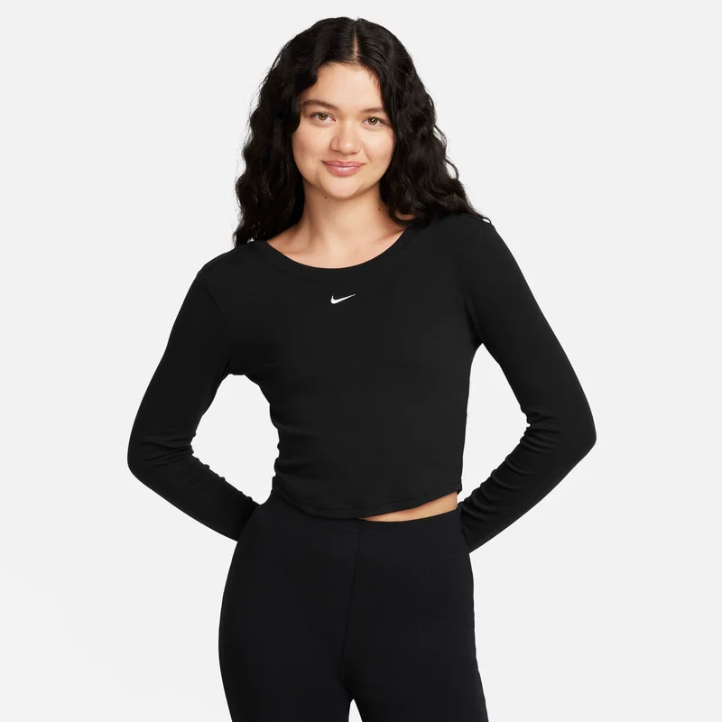 Nike Women's Sportswear Chill Scoop-Back Long-Sleeve Mini-Rib Top