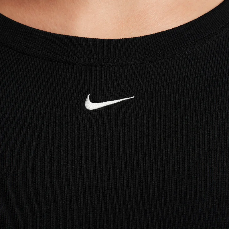 Nike Black Women's Sportswear Chill Scoop-Back Long-Sleeve Mini-Rib Top for Women | Best Price UAE