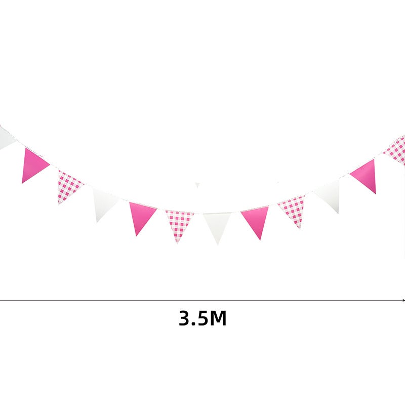 Colorful Plaid Paper Plates Cups Disposable Party Tableware Set 3.5 m pink checkered string flag
