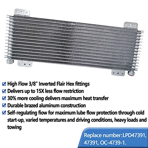 PANDOUTO 40k Transmission Cooler LPD47391 Low Pressure Drop Trans Oil Cooler Compatible with Heavy Duty 40,000 GVW Max including Mounting Hardware, Towing Applications and Advanced Cooling Protection 47391 - Image 3