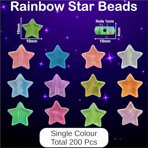 INDIKONB Rainbow Shine Acrylic Star Charms for Jewellery Making | Multicolour Plastic Shapes for Bracelet Craft, Phone Charm, DIY Projects & Kids Art (Baby Pink) - Image 3