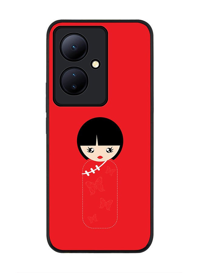 Stylizedd Rugged Black edge case for Vivo V29 Lite, Slim fit Soft Case Flexible Rubber Edges Anti Drop TPU Gel Thin Cover- Chinese Doll - Image 1