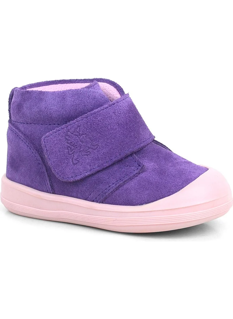 راكربلاس Yoohoo Leather Purple Powder Velcro Baby Girl Boots